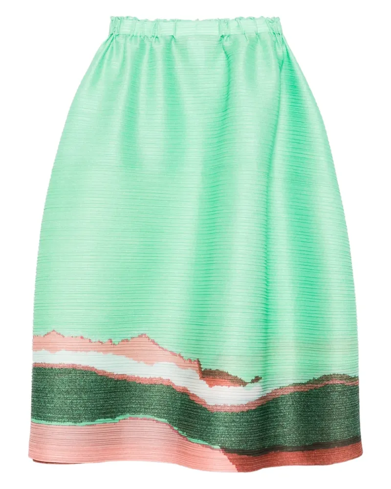 Issey Miyake Grainy Color Midirock mit Print - Grün Grün