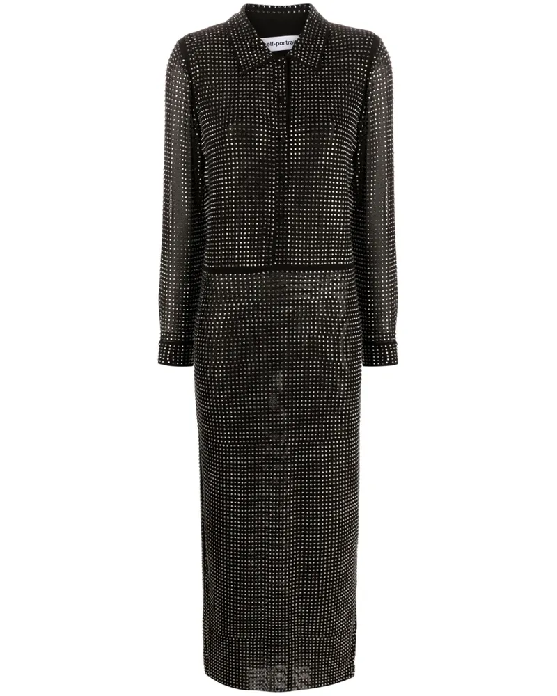 Self-Portrait Sweatshirtkleid mit Logo - Schwarz Schwarz
