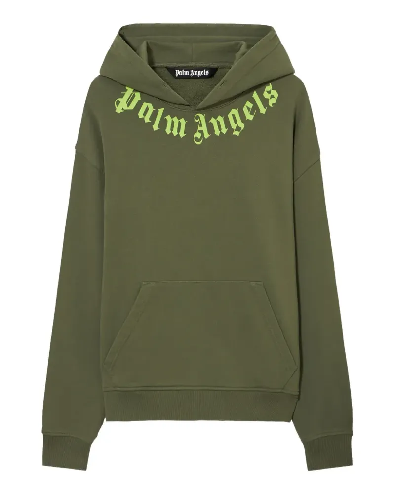 Palm Angels Hoodie mit Logo am Kragen - Grün Grün