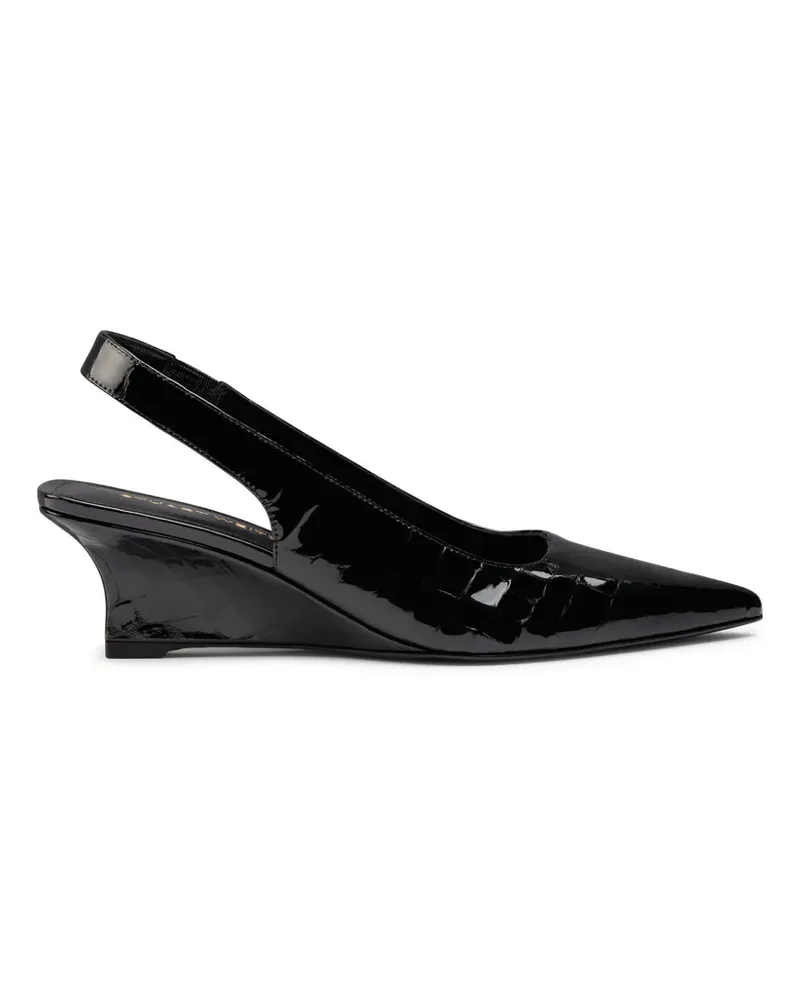 Stuart Weitzman Slingback-Pumps mit Kroko-Effekt - Schwarz Schwarz