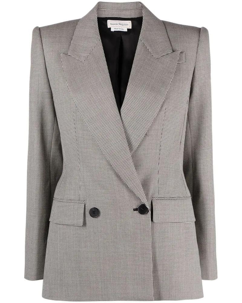 Alexander McQueen Blazer mit Hahnentrittmuster Schwarz