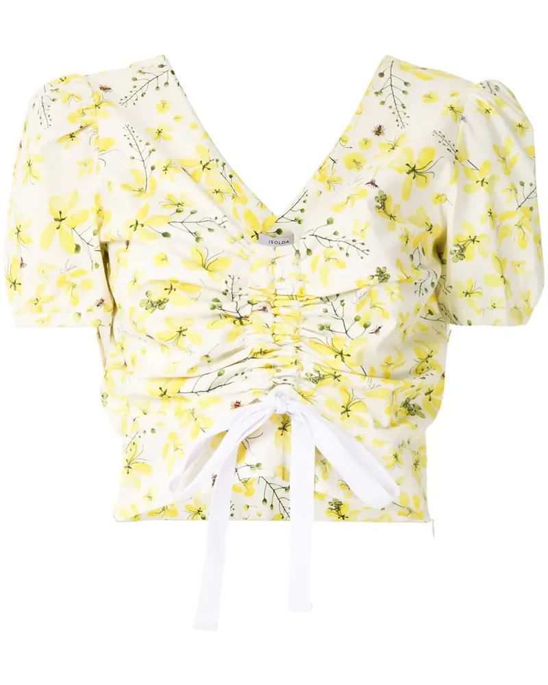 ISOLDA Gerüschtes Oberteil mit Blumen-Print - Gelb Gelb