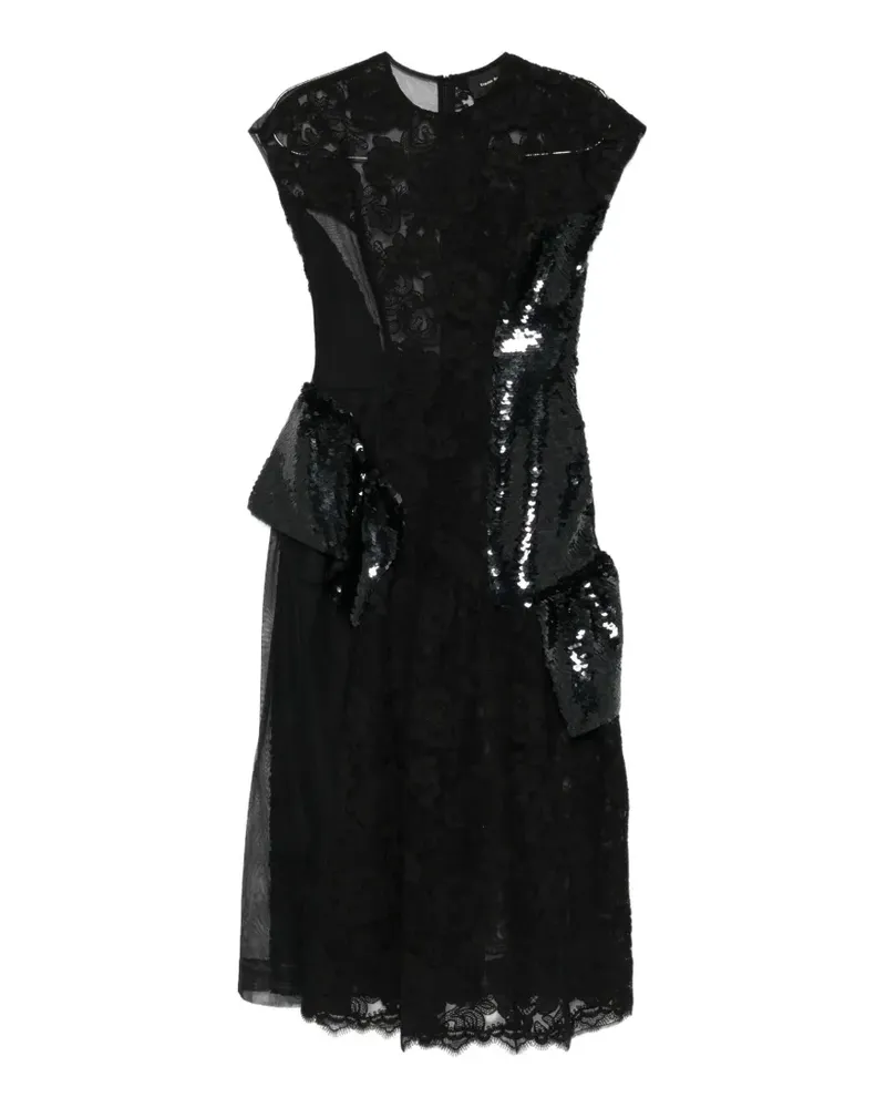 Simone Rocha Midikleid mit angeschnittenen Ärmeln - Schwarz Schwarz