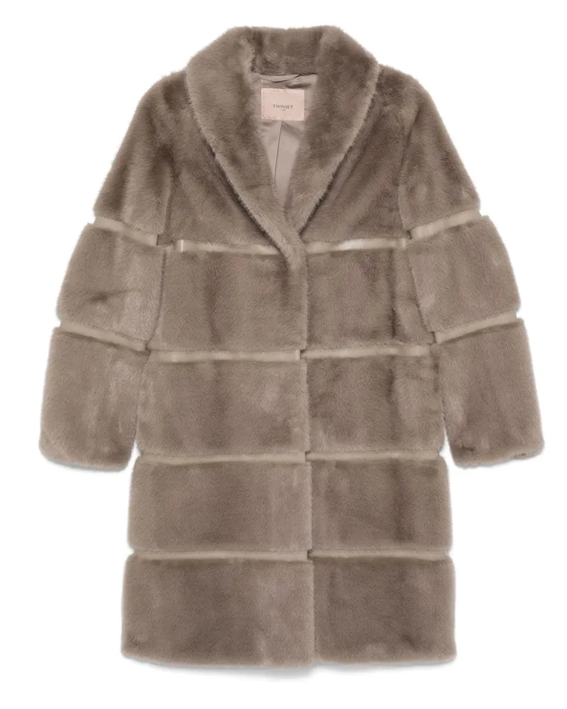 Twin-Set Mantel aus Faux Shearling - Nude Nude