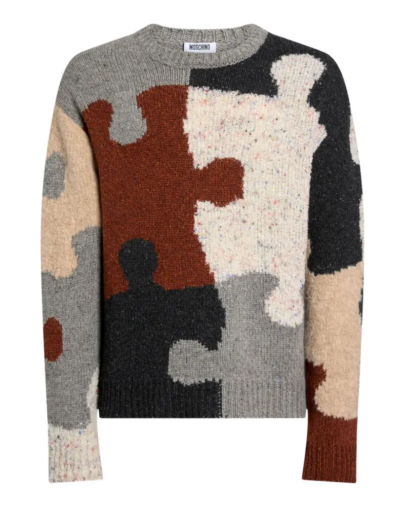 Moschino inlaid wool-and-silk blend pullover - Grau Grau