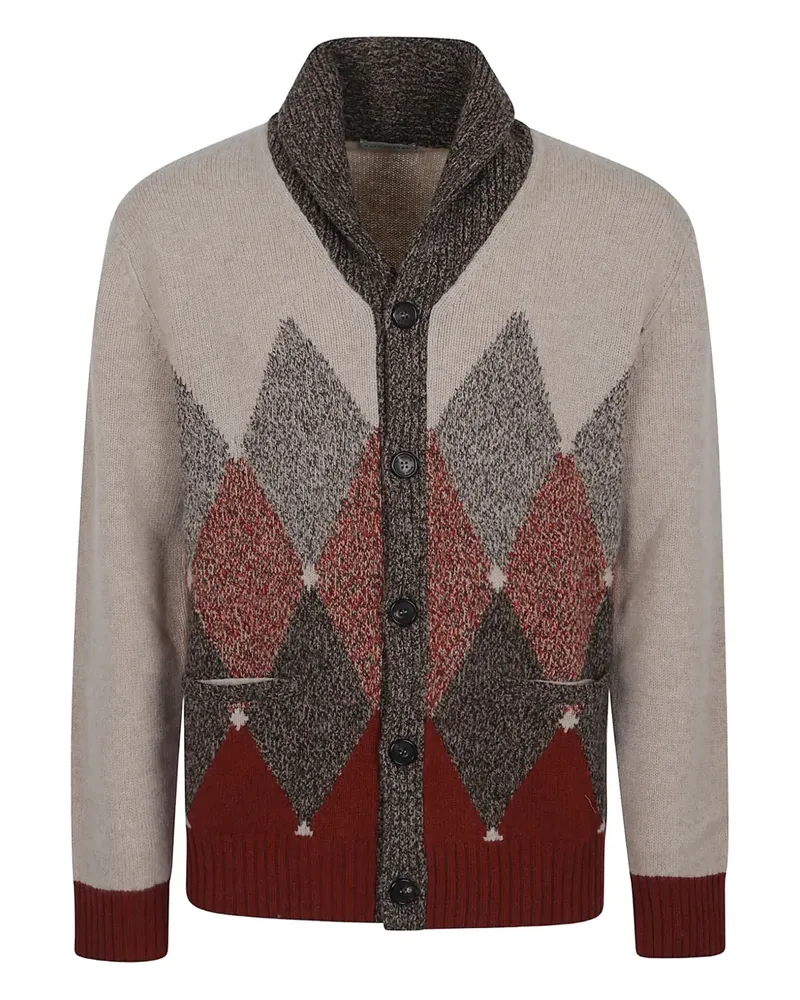 Ballantyne Rautenmuster-Cardigan mit Schalkragen - Braun Braun