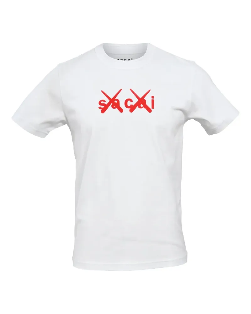 Sacai x KAWS T-Shirt mit Flock-Print - Weiß Weiß