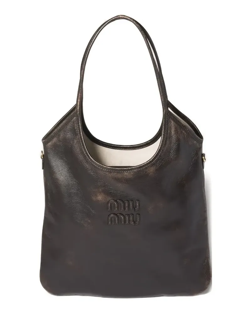 Miu Miu Regular Ivy Tote Bag mit Logo-Prägung - Braun Braun