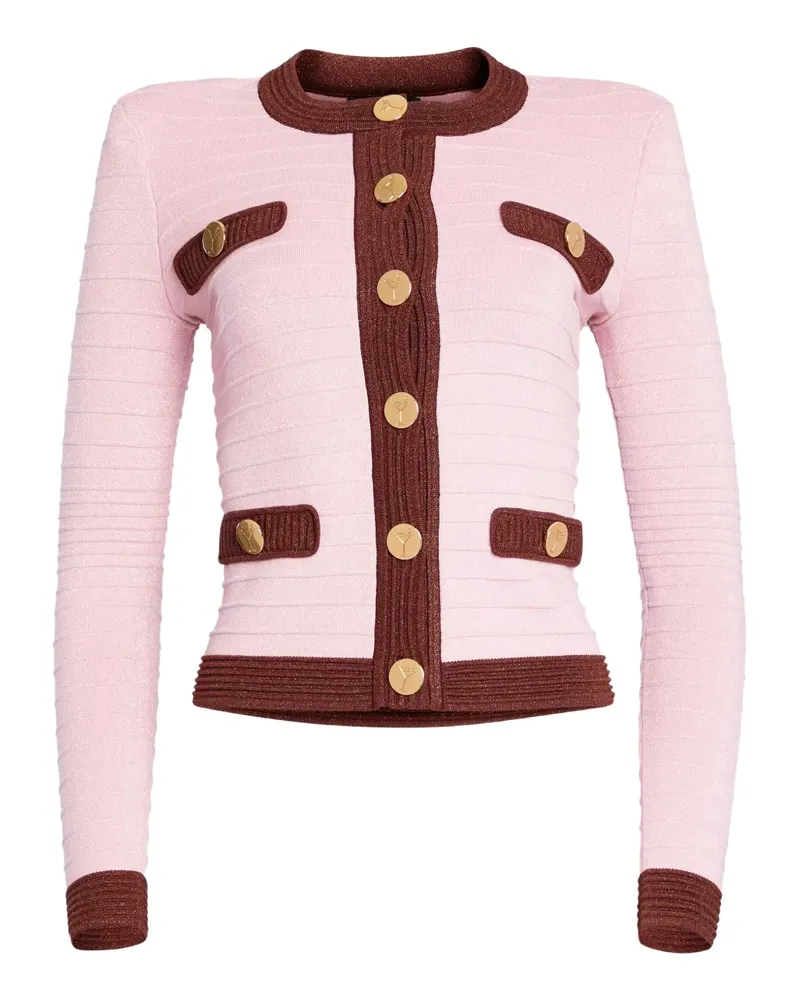 Retrofête Geripptes Percy Oberteil mit Knopfdetail - Rosa Rosa
