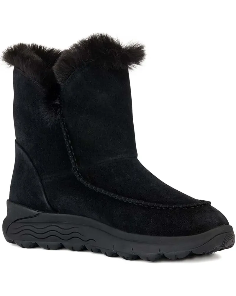 Geox Spherica 4x4 Abx Wildlederstiefel mit Pelzbesatz - Schwarz Schwarz