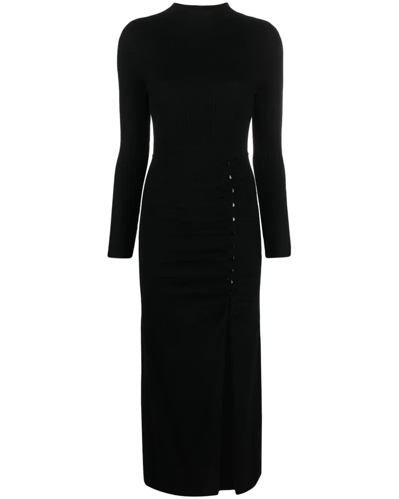 Sandro Gerafftes Maxikleid - Schwarz Schwarz