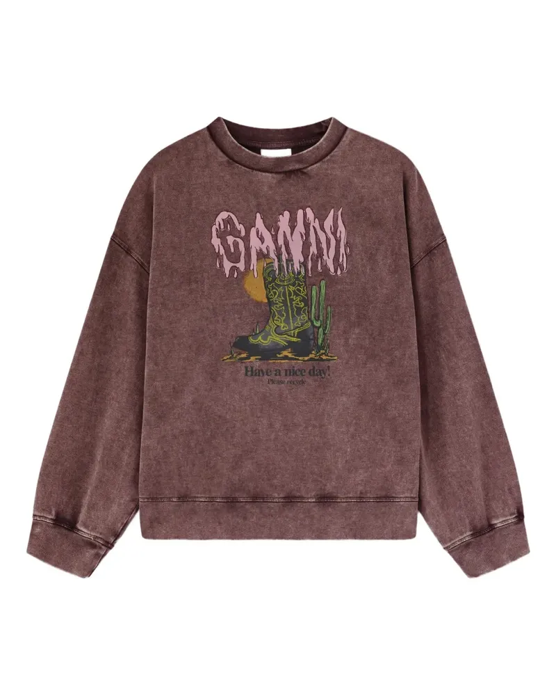 Ganni Sweatshirt mit grafischem Print - Braun Braun