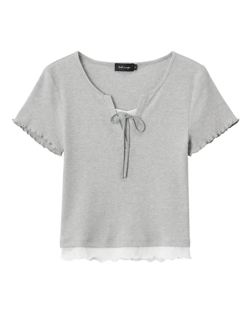 Tout a Coup tie-neck short-sleeved T-shirt - Grau Grau