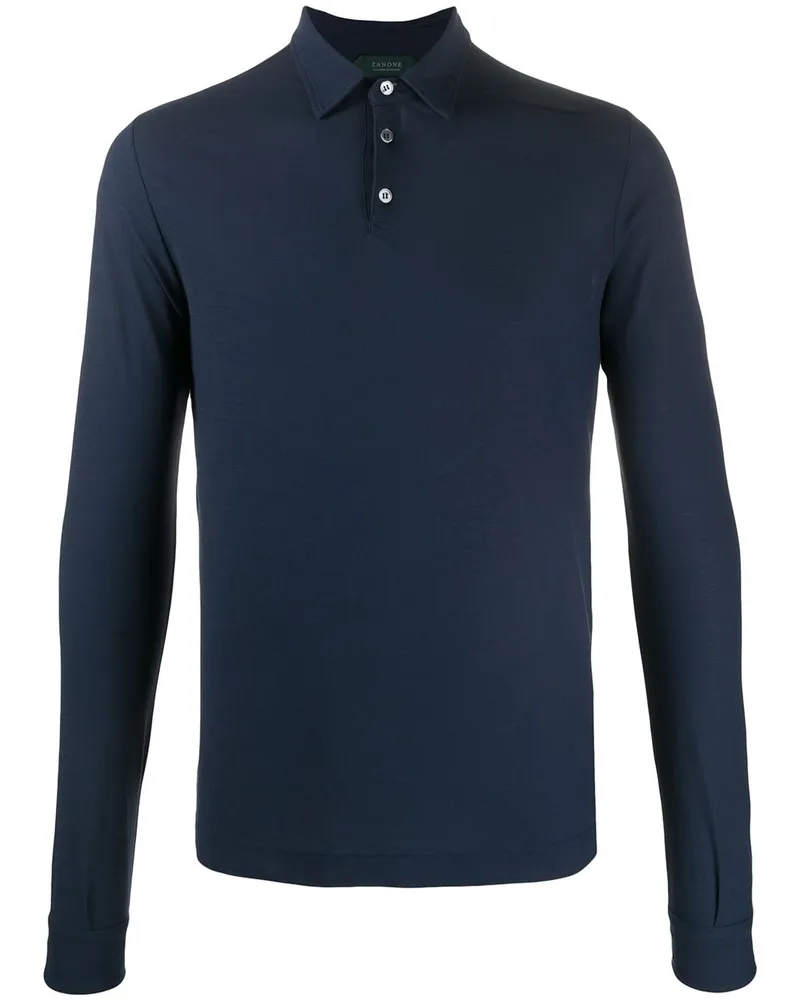 Zanone Langärmeliges Poloshirt - Blau Blau
