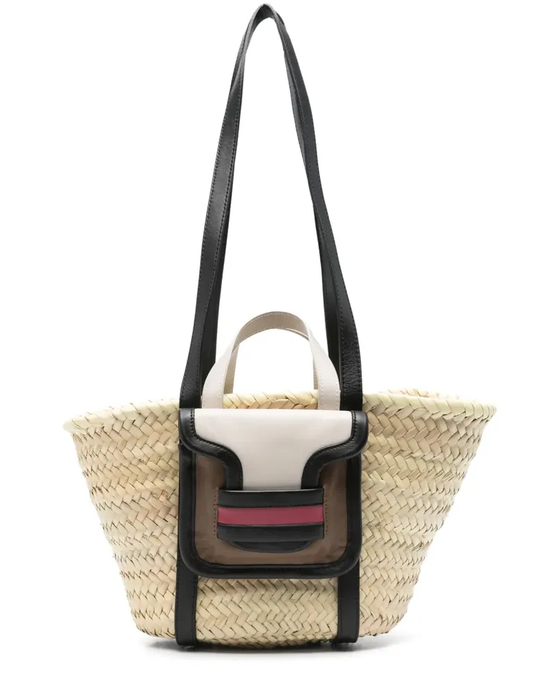 Pierre Hardy Mittelgroßer Tote Bag aus Raffiabast mit Tasche - Nude Nude