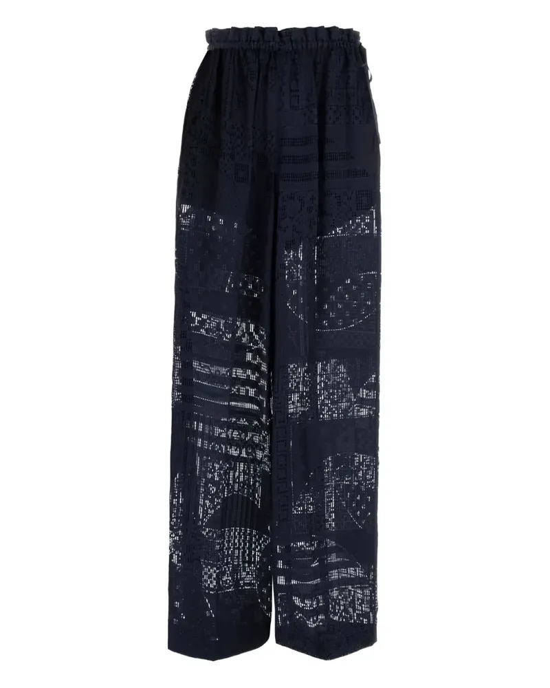 Fendi Weite Hose mit Stickerei - Blau Blau