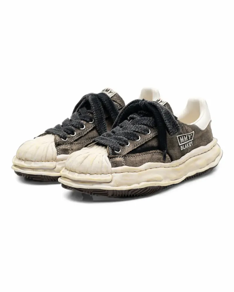 MIHARAYASUHIRO Blakey Sneakers aus gebleichtem Canvas - Schwarz Schwarz