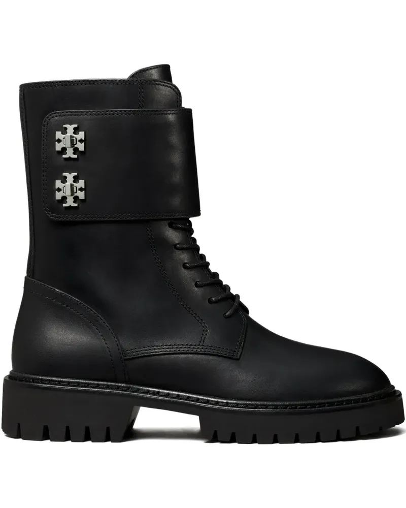 Tory Burch Schnürstiefel mit Double T - Schwarz Schwarz