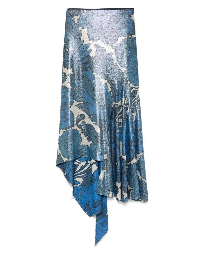 Etro Asymmetrischer Rock mit Blumen-Print - Blau Blau