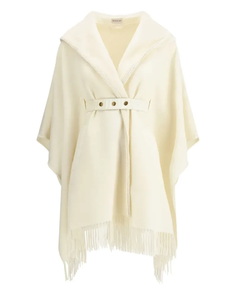Moncler hooded fringed-hem cape - Nude Nude