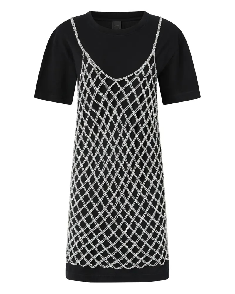 Pinko Perlenverziertes Kleid mit Mesh-Overlay - Schwarz Schwarz