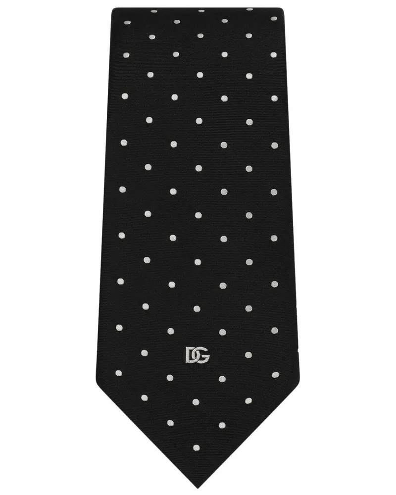 Dolce & Gabbana Seidenkrawatte mit Polka Dots - Schwarz Schwarz