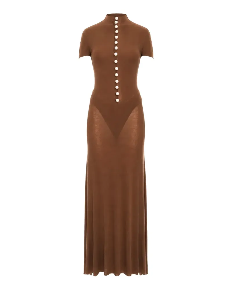 MANURÍ Mia embellished cut-out maxi dress - Braun Braun