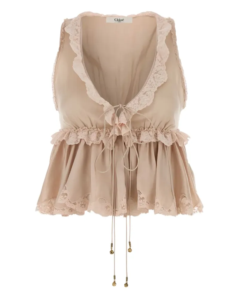 Chloé Satintop mit Spitze - Nude Nude