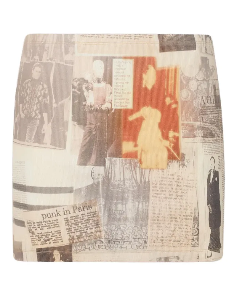 Jean Paul Gaultier newspaper-print mini skirt - Nude Nude