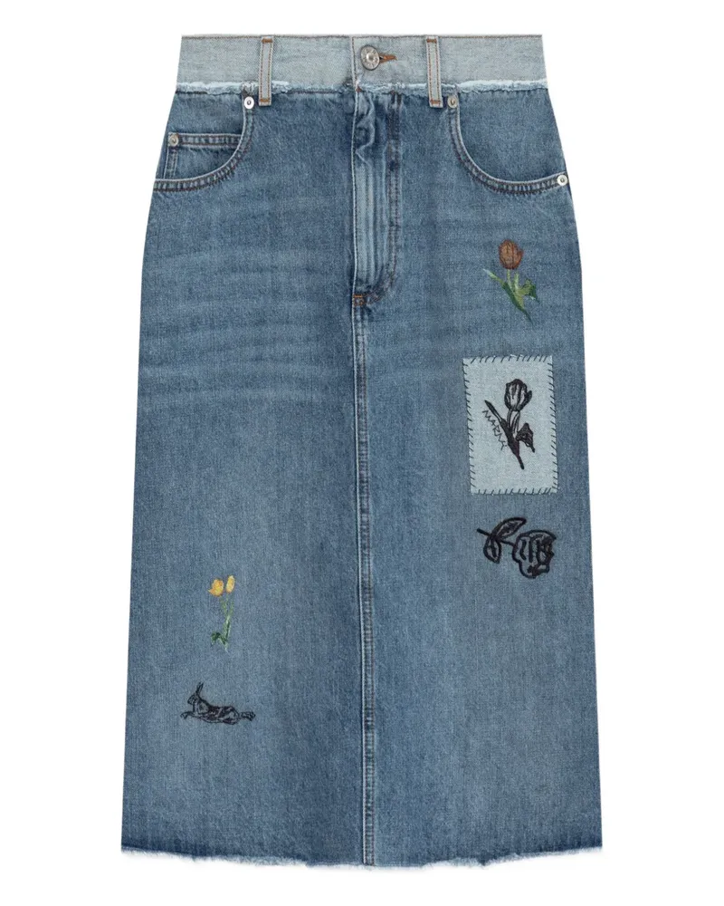 Marni Jeans-Midirock mit Blumenstickerei - Blau Blau