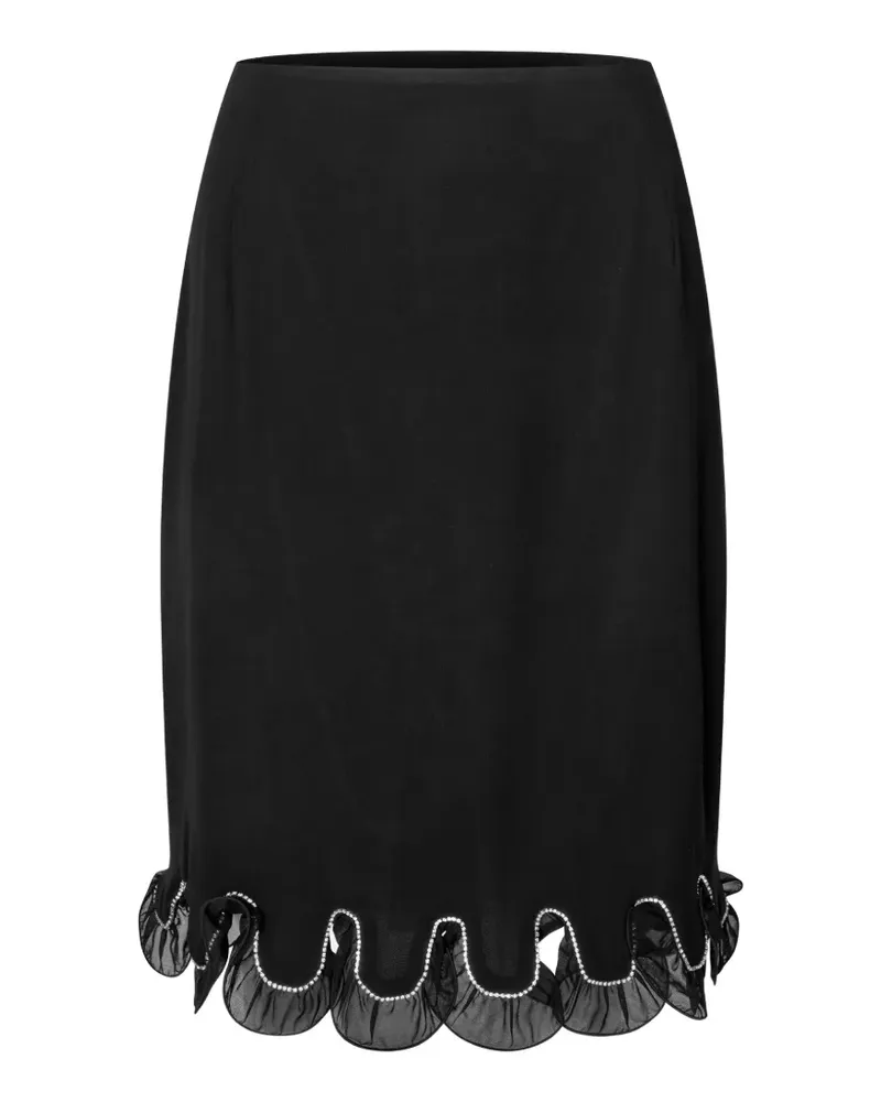 ROTATE Birger Christensen Chiffon-Minirock mit Rüschen - Schwarz Schwarz