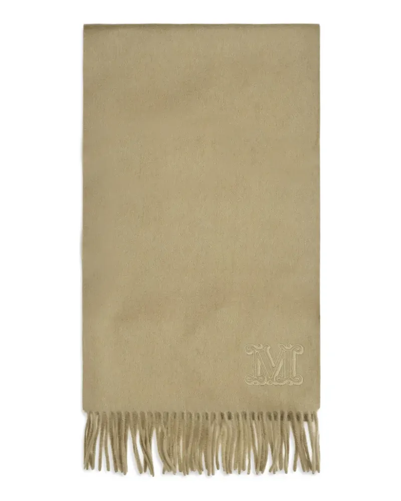 Max Mara embroidered-monogram fringed scarf - Grün Grün