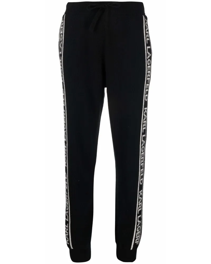 Karl Lagerfeld Kaschmirhose mit Logo - Schwarz Schwarz