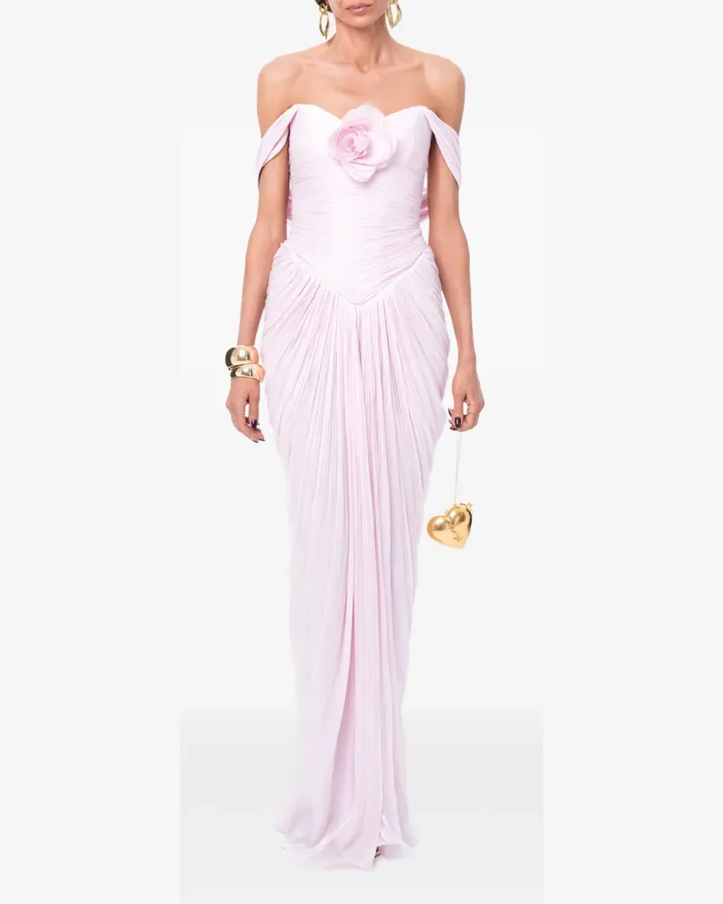 Ana Radu ruched floral-detail maxi dress - Rosa Rosa