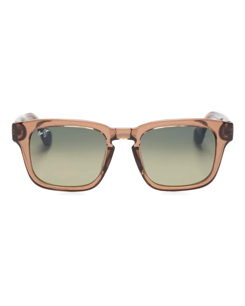 Maui Jim Eckige Sonnenbrille mit Logo - Braun Braun