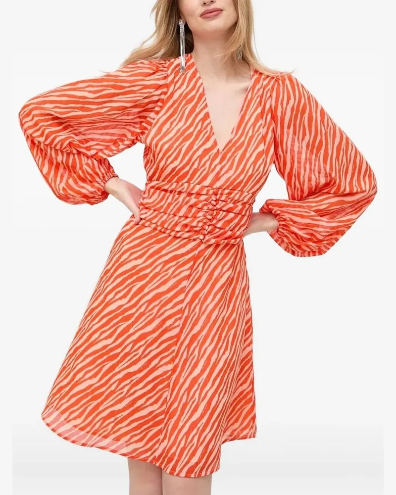 Notes du Nord Minikleid mit Zebra-Print - Orange Orange
