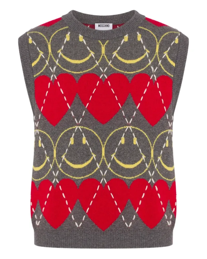 Moschino Pullunder mit Smiley- und Herz-Intarsie - Grau Grau