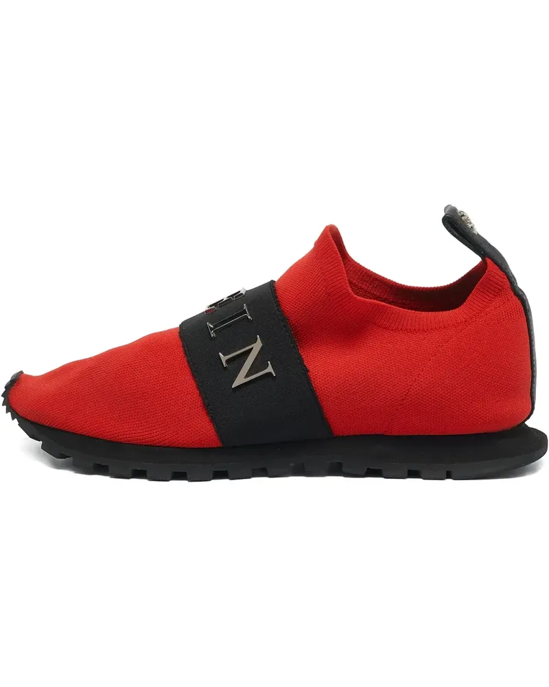 Philipp Plein Gestrickte Sneakers mit Logo-Riemen - Rot Rot