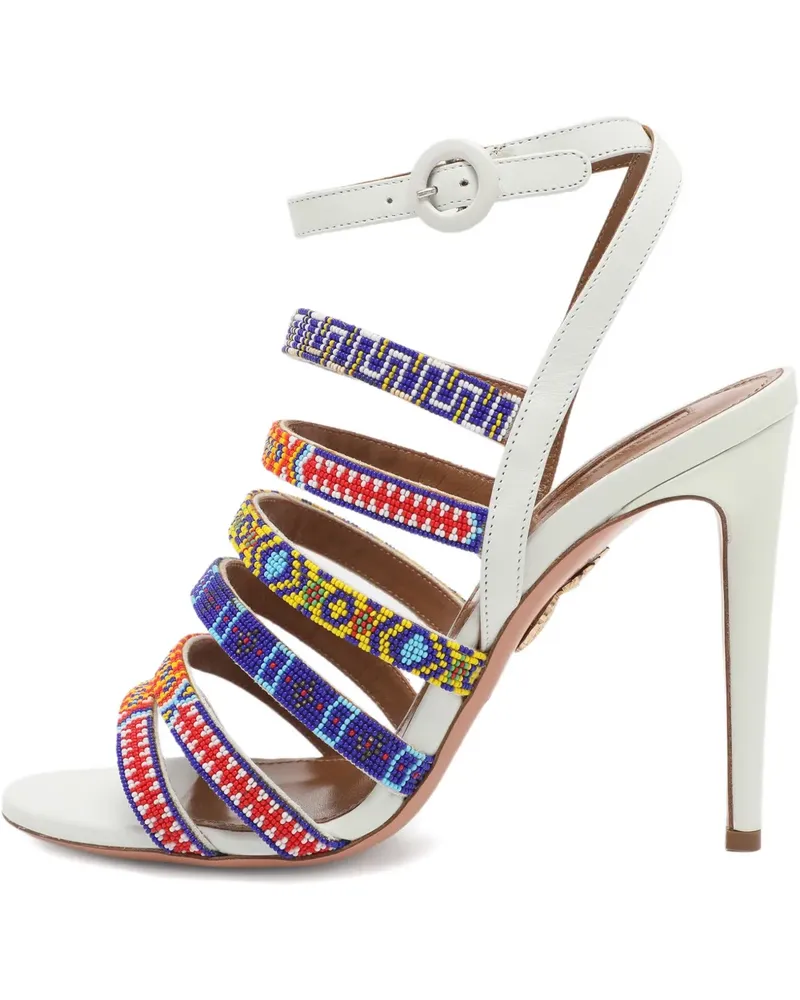 Aquazzura Sandalen mit perlenverzierten Knöchelriemen - Weiß Weiß