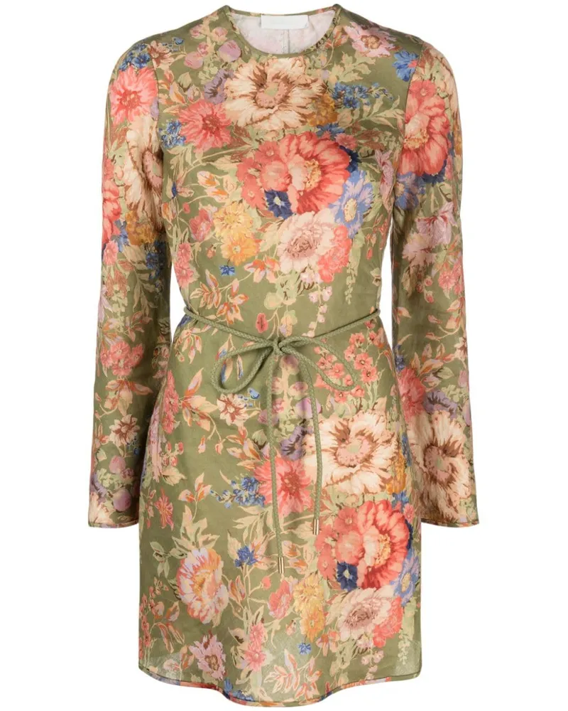 Zimmermann August Minikleid mit Blumen-Print - Grün Grün