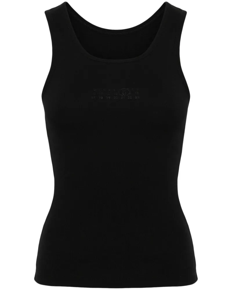 Maison Margiela Oberteil mit Logo-Stickerei - Schwarz Schwarz