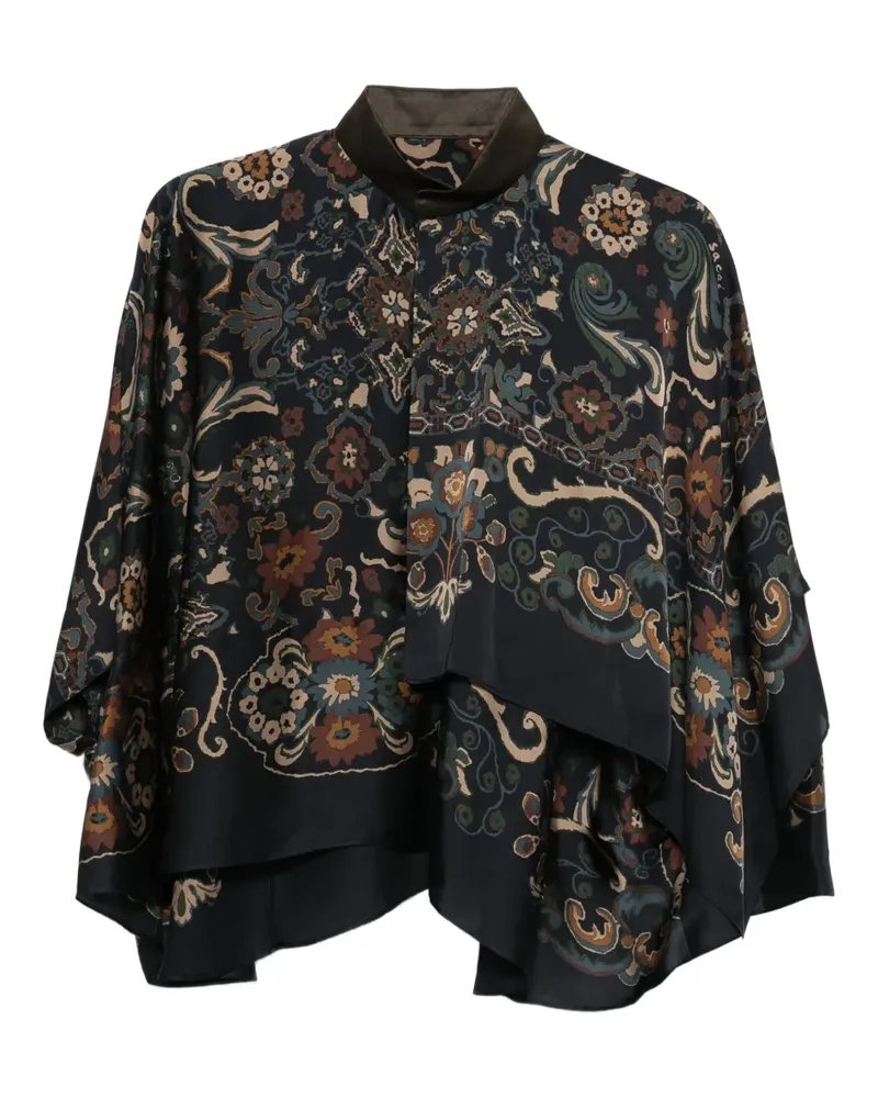 Sacai paisley-print layered blouse - Blau Blau