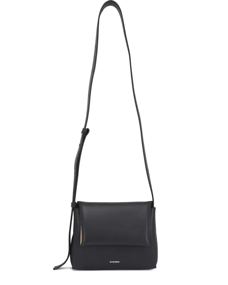 Jil Sander Schultertasche mit Klappendetail - Schwarz Schwarz