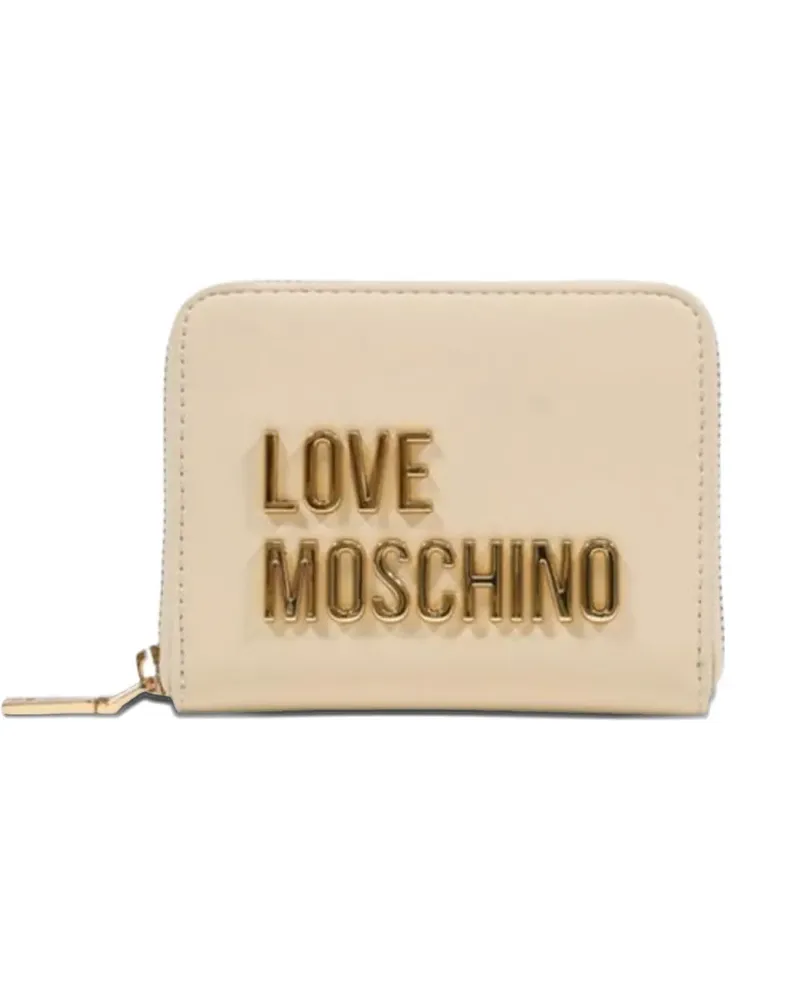 Moschino logo-plaque zipped wallet - Nude Nude