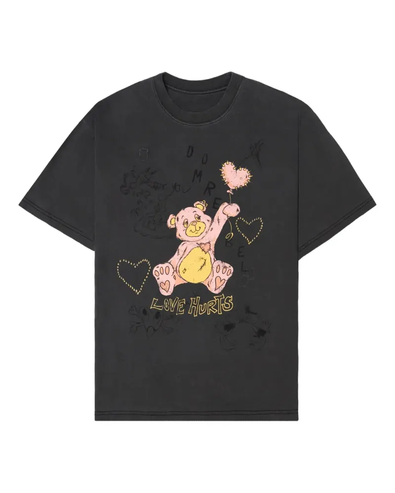 DOMREBEL T-Shirt mit Teddy-Print - Schwarz Schwarz