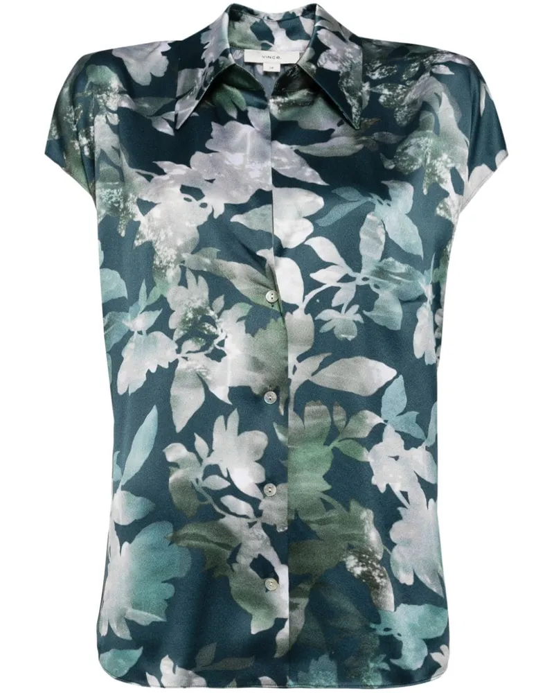 Vince Hemd mit Blumen-Print - Blau Blau