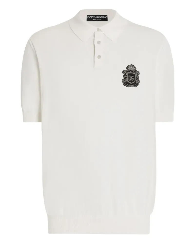 Dolce & Gabbana Poloshirt mit Wappen-Applikation - Weiß Weiß