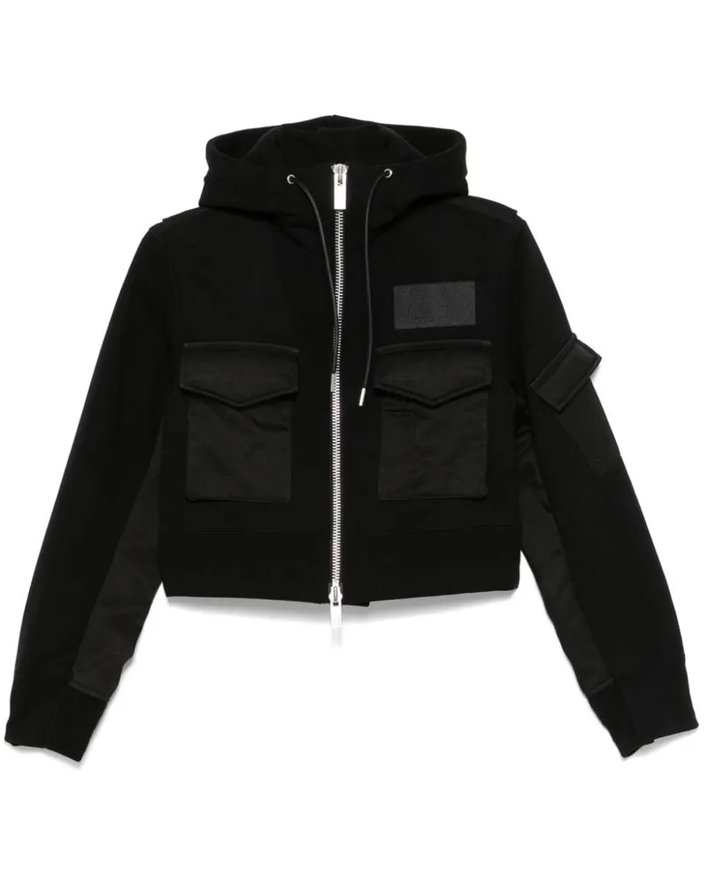 Sacai Cropped-Jacke - Schwarz Schwarz