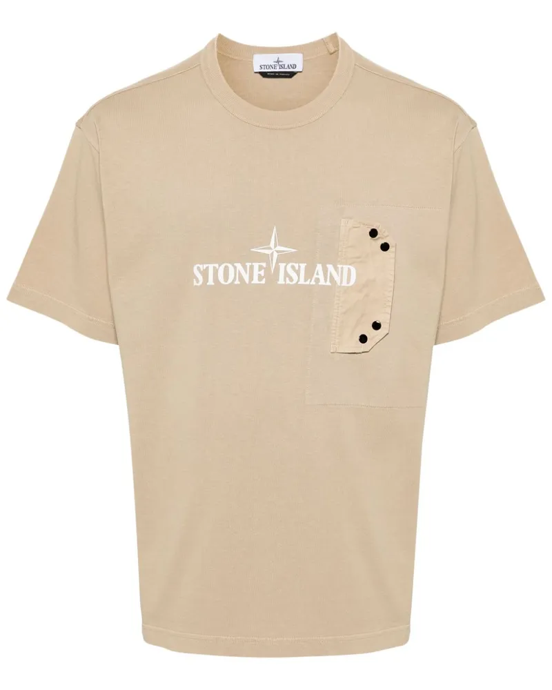 Stone Island T-Shirt mit Logo-Print - Nude Nude