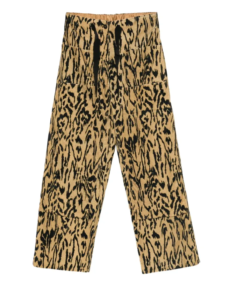 forte_forte Gerade Hose mit Animal-Print - Braun Braun